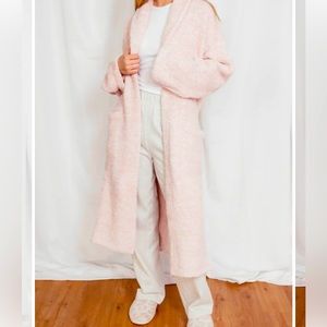 BAREFOOT DREAMS: COZYCHIC ADULT HEATHERED ROBE - DUSTY ROSE WHITE